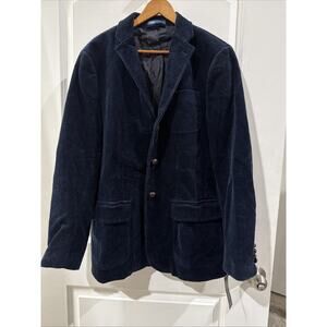 Polo Ralph Lauren Men’s Navy Corduroy Blazer Leather Elbow Patches 42L NWT